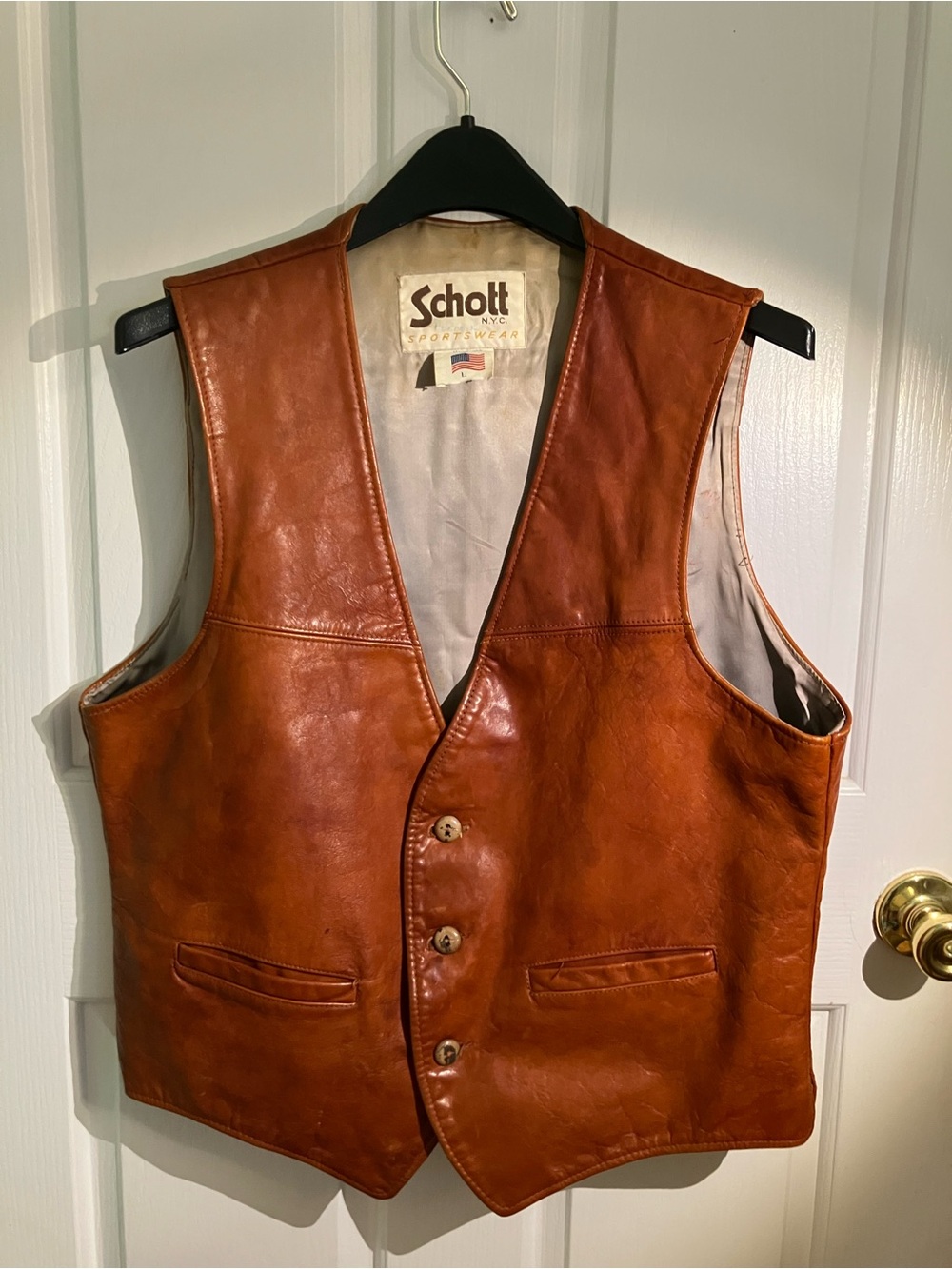 Scott NYC Men's Brown Vintage Leather Vest